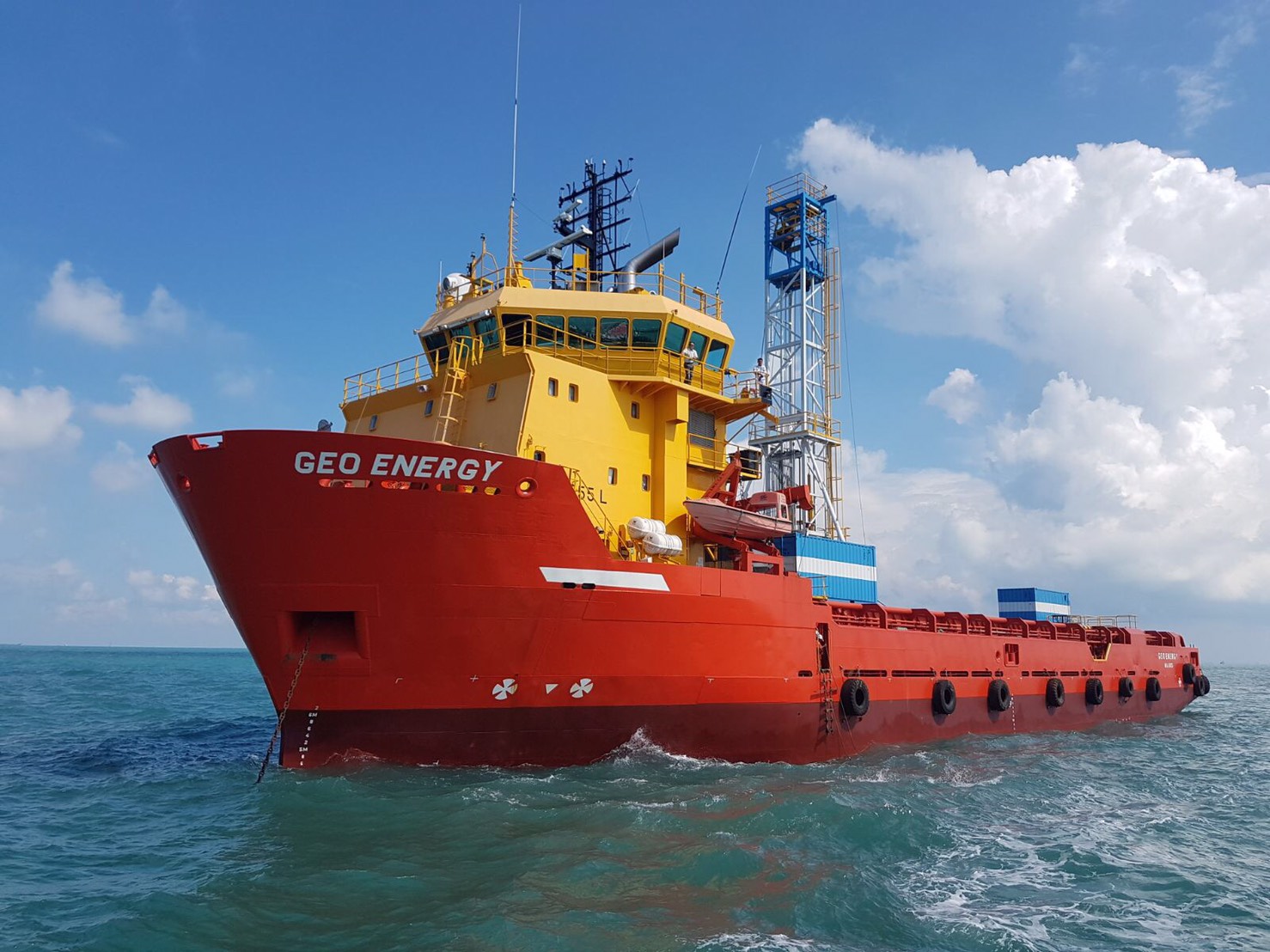 A geotechnical vessel at sea
