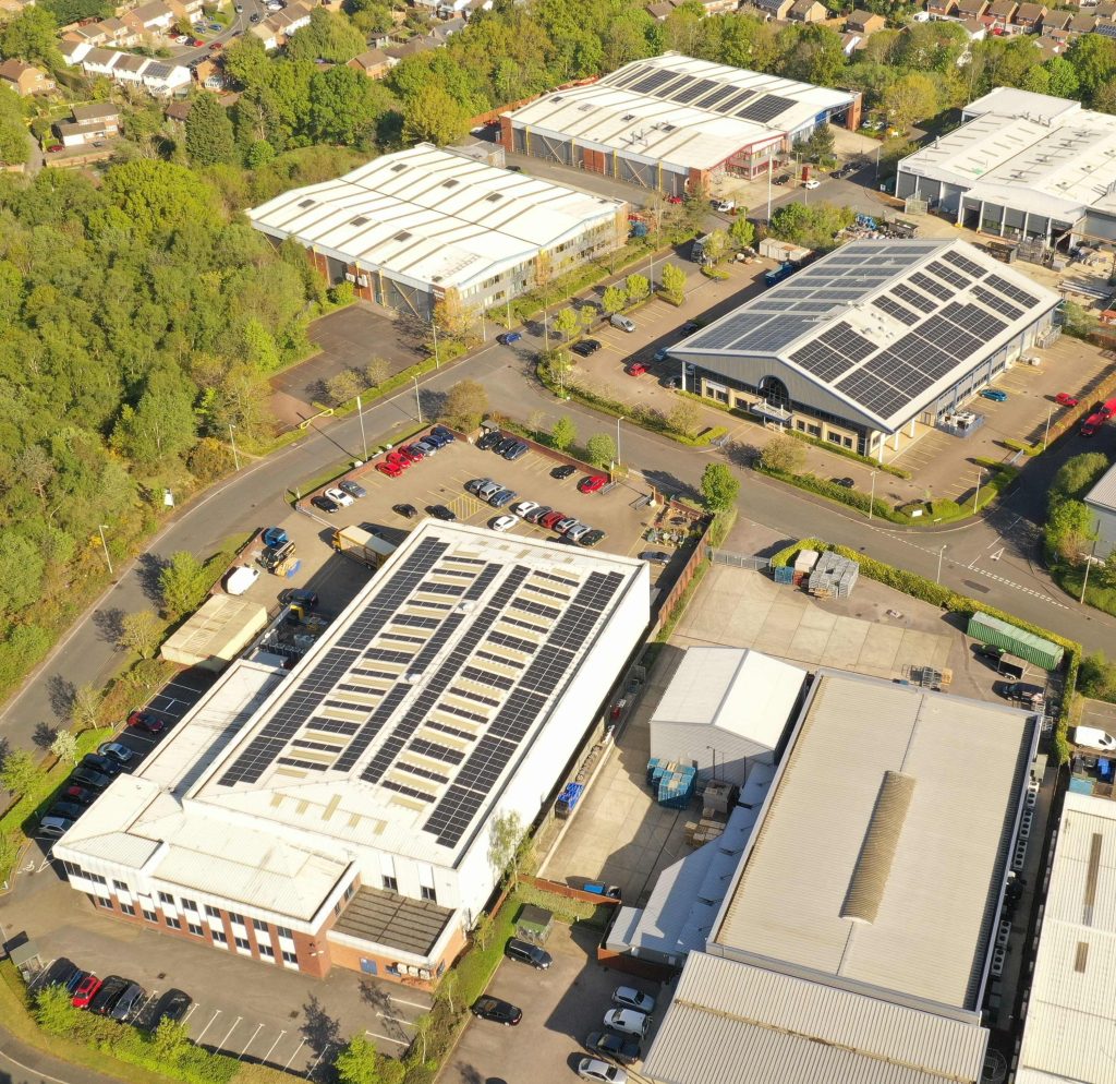 Aerial view of a business park