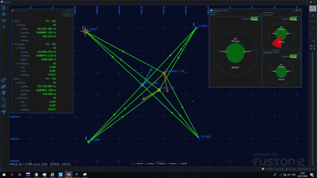 A Fusion 2 screen showing structure touchdown